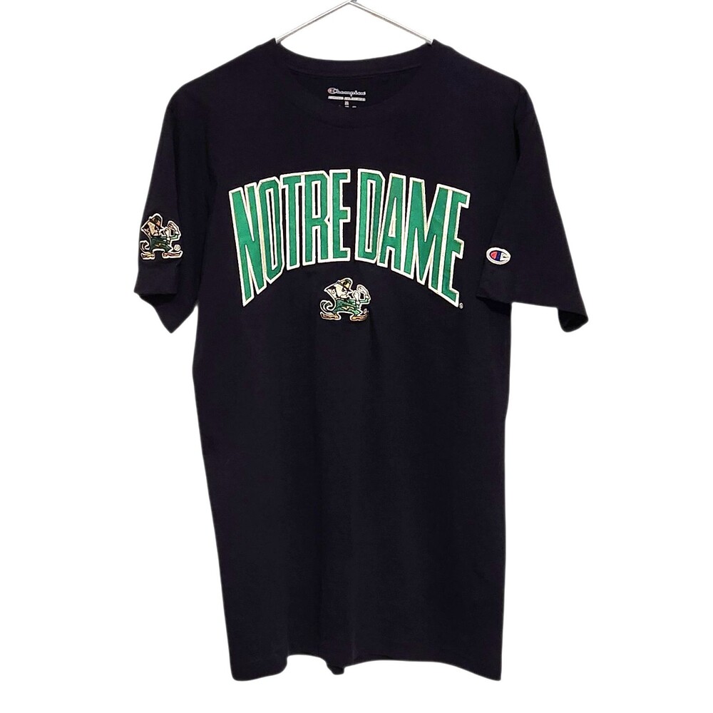 Champion Short Sleeve Tshirt Blue w/ Notre Dame Fighting Irish Embroidery Size M